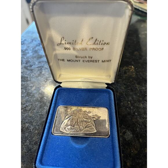 Vintage 1973 999 Silver Art Bar Nativity Scene Calvin Massey Mount Everest Mint - Picture 7 of 7